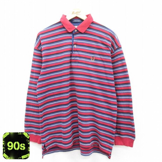 【50%OFF】トミーヒルフィガー 90s 長袖ポロシャツ ワンポイントロゴ レッド L | 古着