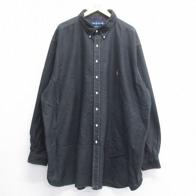 ラルフローレン 90s 長袖シャツ ワンポイントロゴ ブラック XL | 古着