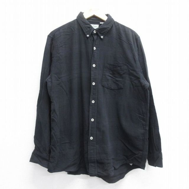XL★古着 エルエルビーン LLBEAN 長袖 ブランド シャツ メンズ 90年代 90s コットン ボタンダウン 黒 ブラック チェック 25jun16 中古 トップス