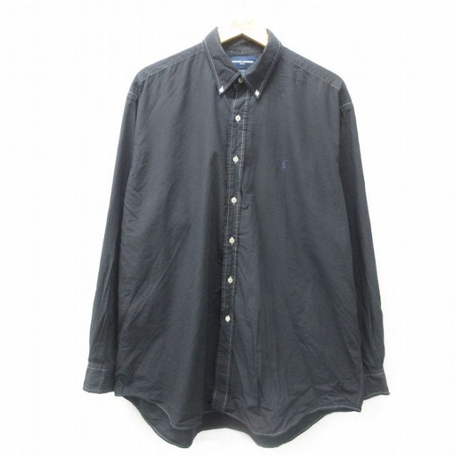ラルフローレン 90s 長袖シャツ ワンポイントロゴ ブラック XL | 古着