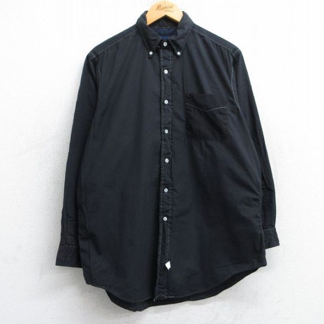 XL★古着 ラルフローレン Ralph Lauren 長袖 ブランド シャツ メンズ 90年代 90s コットン ボタンダウン USA製 黒 ブラック 25jun19 中古 トップス