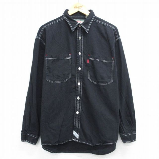 XL★古着 リーバイス Levis 長袖 ブランド シャツ メンズ デニム 00年代 00s 大きいサイズ コットン 黒 ブラック 25jun21 中古 トップス