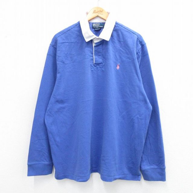 XL★古着 ラルフローレン Ralph Lauren 長袖 ブランドラガー シャツ メンズ 90年代 90s ワンポイントロゴ 大きいサイズ コットン 青 ブルー 25jun23 中古 トップス