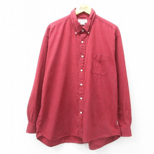 【50%OFF】ジェイクルー 長袖シャツ バーガンディチェック XL | 古着