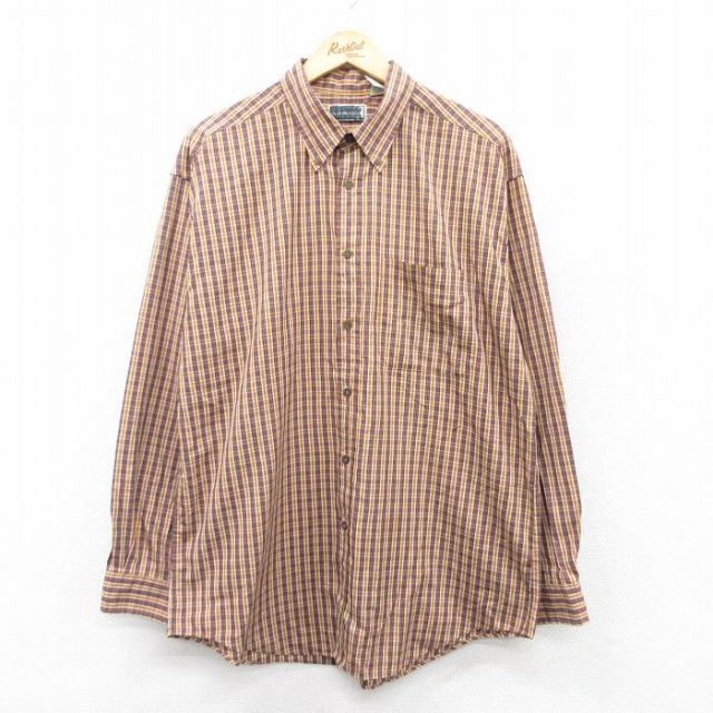【50%OFF】エルエルビーン 90s 長袖シャツ ブラウンチェック XL | 古着