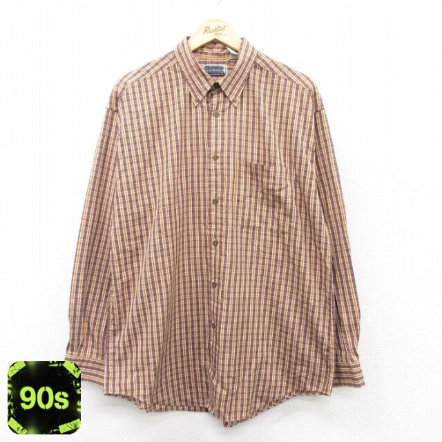 【50%OFF】エルエルビーン 90s 長袖シャツ ブラウンチェック XL | 古着