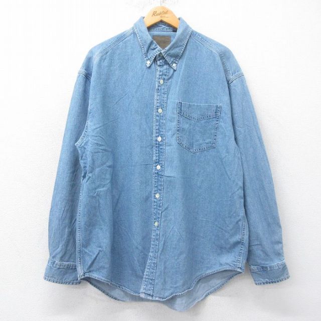 XL★古着 ギャップ GAP 長袖 ブランド シャツ メンズ 00年代 00s コットン ボタンダウン 紺 ネイビー デニム 25jul05 中古 トップス