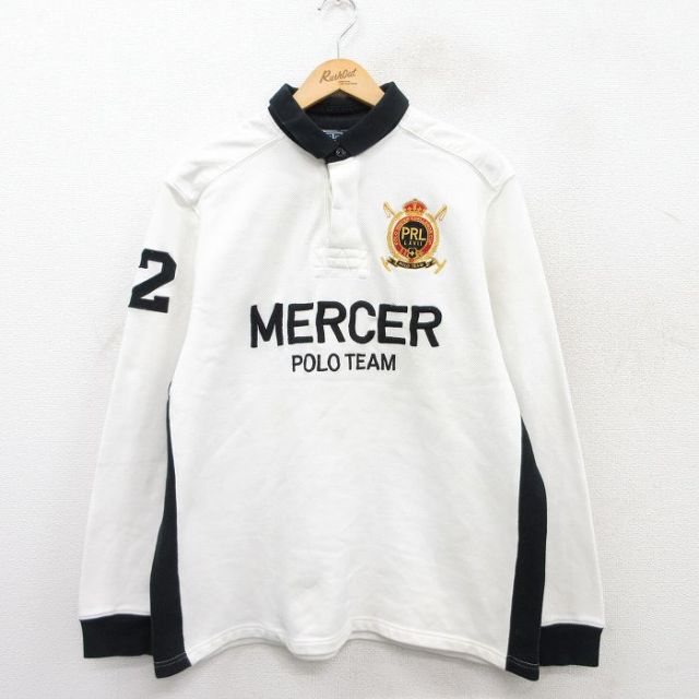 XL★古着 ラルフローレン Ralph Lauren 長袖 ブランド ラガー シャツ メンズ 90年代 90s MERCER 2 白他 ホワイト 25jul08 中古 トップス