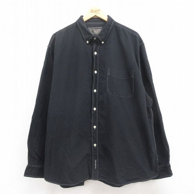 【50%OFF】XL★古着 アバクロンビー Abercrombie&fitch 長袖 ブランド シャツ メンズ 90年代 90s コットン ボタンダウン 黒 ブラック 25jul29 中古 トップス