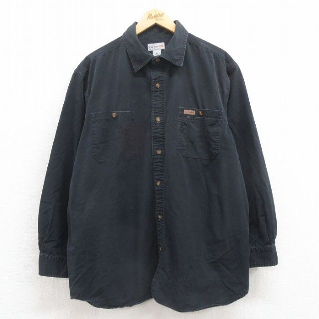 XL★古着 カーハート Carhartt 長袖 ブランド シャツ メンズ 大きいサイズ コットン 黒 ブラック 25aug09 中古 トップス