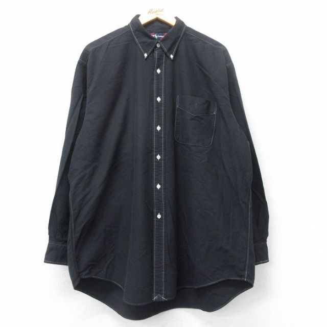 ラルフローレン 90s 長袖シャツ ワンポイントロゴ ブラック XL | 古着