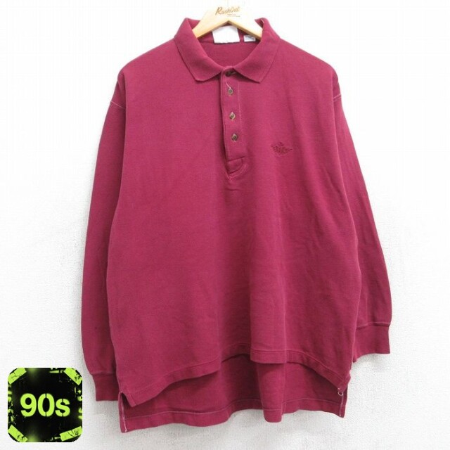 【50%OFF】ドッカーズ 90s 長袖ポロシャツ ワンポイントロゴ バーガンディ XL | 古着