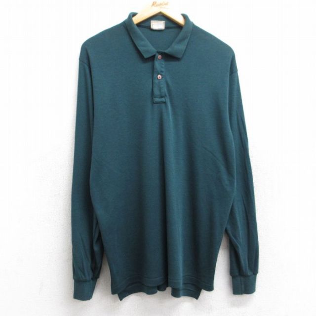 【50%OFF】M★古着 エルエルビーン LLBEAN 長袖 ブランド ポロ シャツ メンズ 80年代 80s 緑 グリーン 25aug18 中古 トップス