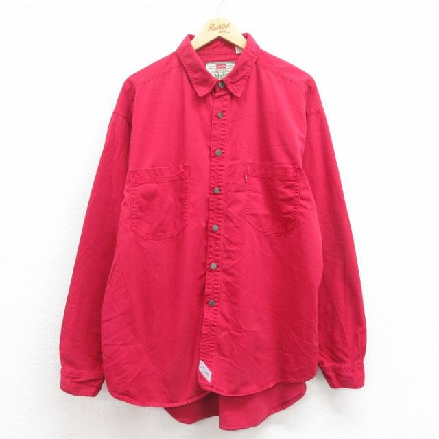 XL★古着 リーバイス Levis 長袖 ブランド シャツ メンズ 00年代 00s 大きいサイズ コットン 赤 レッド 25aug18 中古 トップス