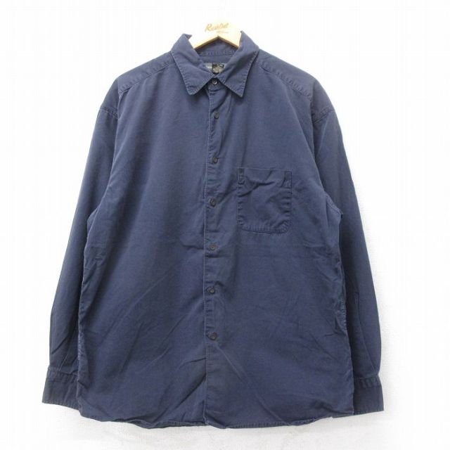 XL★古着 バナナリパブリック BANANA REPUBLIC 長袖 ブランド シャツ メンズ 00年代 00s コットン 紺 ネイビー 25aug25 中古 トップス