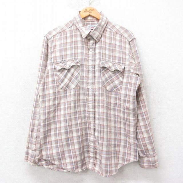 【50%OFF】L★古着 リーバイス Levis 長袖 ブランド シャツ メンズ 80年代 80s 茶系他 ブラウン チェック 25aug26 中古 トップス