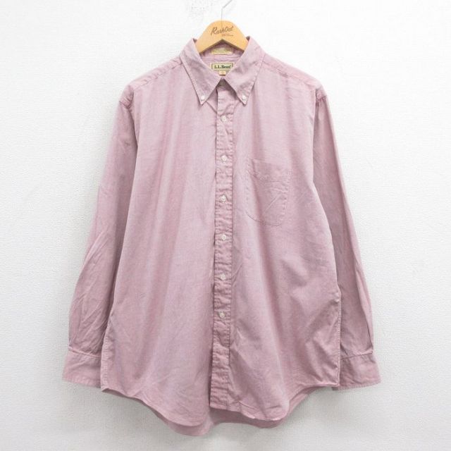 XL★古着 エルエルビーン LLBEAN 長袖 ブランド シャツ メンズ 80年代 80s 大きいサイズ ボタンダウン 薄エンジ 【spe】 25aug27 中古 トップス