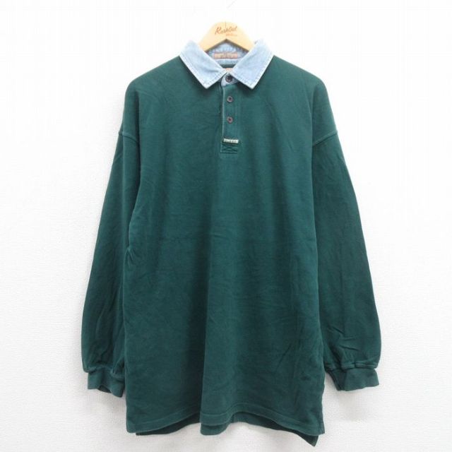 【50%OFF】ゲス L 長袖ポロシャツ グリーン | 古着
