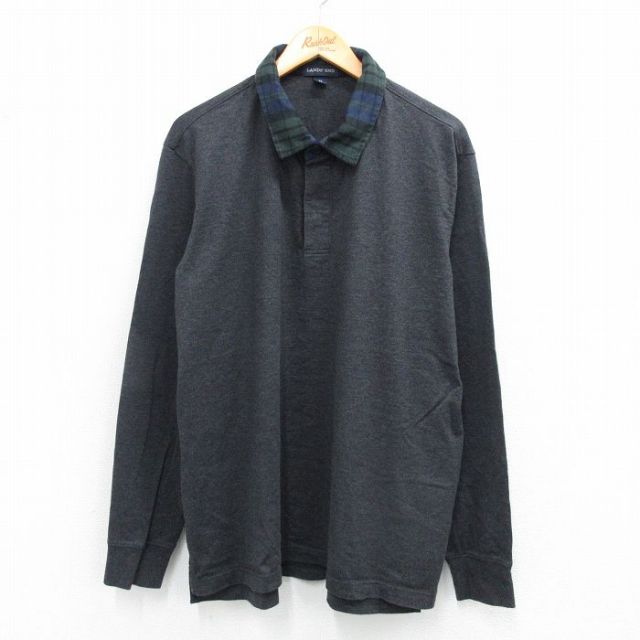 XL★古着 ランズエンド 長袖 ブランド ラガー シャツ メンズ コットン 濃グレー 霜降り 25sep01 中古 トップス