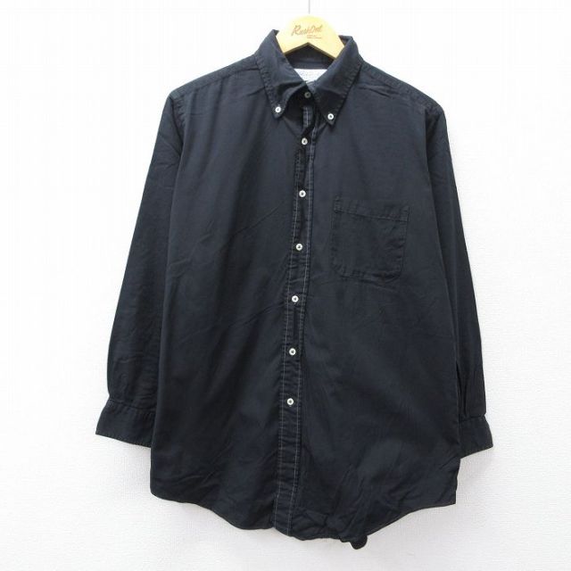 L★古着 ブルックスブラザーズ BROOKS BROTHERS 長袖 ブランド シャツ メンズ 90年代 90s コットン ボタンダウン 黒 ブラック 25sep02 中古 トップス