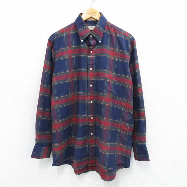 80s-90s L.L.Beanエルエルビーン ストライプ 長袖シャツ USA製 L.L.Bean - 90年代 L.L.Bean エルエルビーン 長袖シャツ