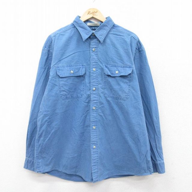 XL★古着 エルエルビーン LLBEAN 長袖 ブランド シャツ メンズ 00年代 00s コットン 薄紺 ネイビー 25sep02 中古 トップス