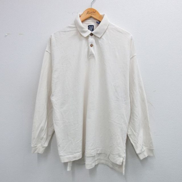 XL★古着 ギャップ GAP 長袖 ブランド ポロ シャツ メンズ 90年代 90s コットン 白 ホワイト 25sep03 中古 トップス