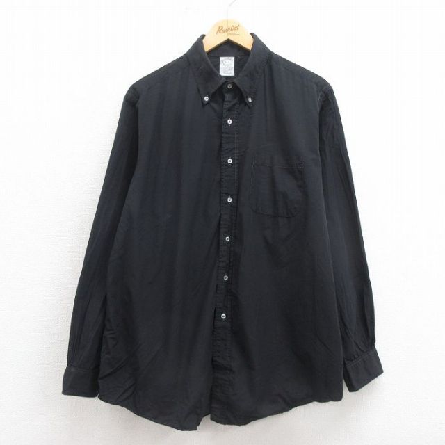 XL★古着 ブルックスブラザーズ BROOKS BROTHERS 長袖 ブランド シャツ メンズ 90年代 90s コットン USA製 黒 ブラック 【spe】 25sep05 中古 トップス
