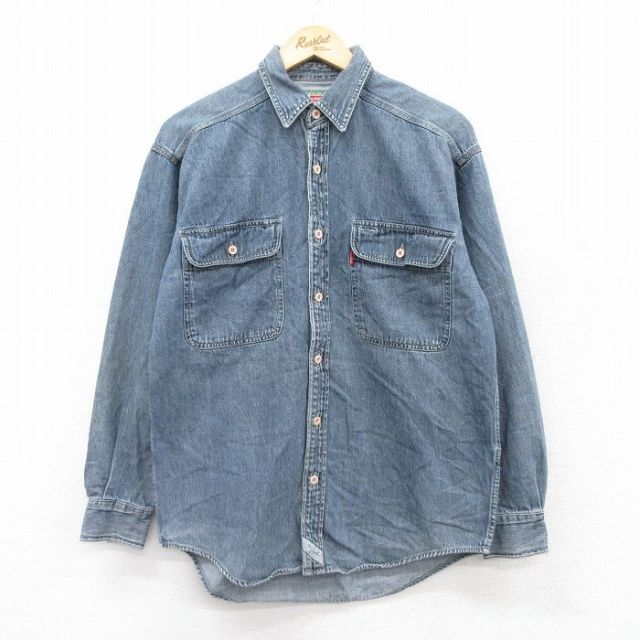 L★古着 リーバイス Levis 長袖 ブランド シャツ メンズ 00年代 00s コットン 紺 ネイビー デニム 25sep09 中古 トップス