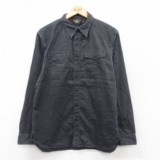 M★古着 ラルフローレン Ralph Lauren ダブルアールエル 長袖 ブランド シャツ メンズ 黒 ブラック 【spe】 25sep09 中古 トップス