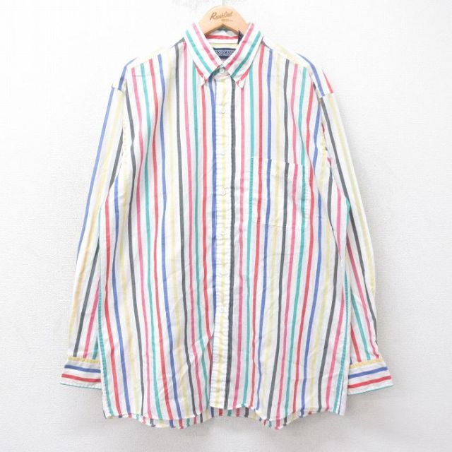 ランズエンド 00s 長袖シャツ ストライプ ホワイト XL | 古着