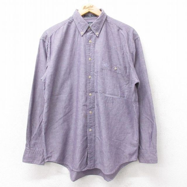 L★古着 ドッカーズ 長袖 ブランド シャツ メンズ 90年代 90s ワンポイントロゴ コットン ボタンダウン 紫 パープル 25sep11 中古 トップス