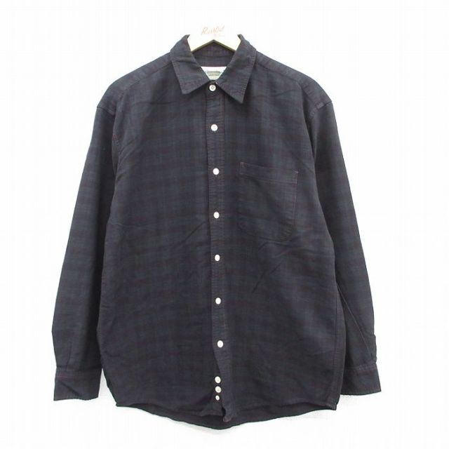 XL★古着 エディーバウアー 長袖 ブランド シャツ メンズ 00年代 00s コットン 黒他 ブラック チェック 25sep16 中古 トップス