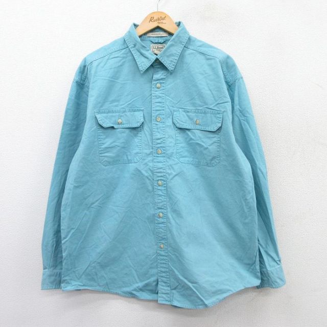 【20%OFF】XL★古着 エルエルビーン LLBEAN 長袖 ブランド シャツ メンズ 00年代 00s コットン 水色 25sep16 中古 トップス