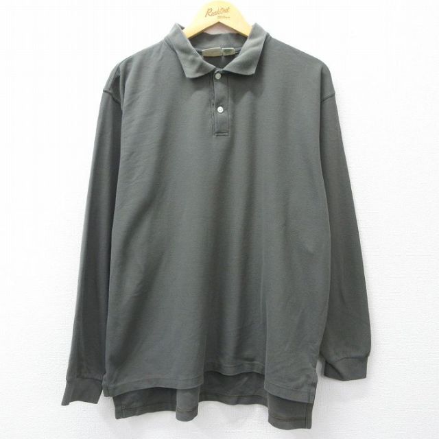 【20%OFF】XL★古着 エルエルビーン LLBEAN 長袖 ブランド ポロ シャツ メンズ 90年代 90s コットン USA製 濃緑系 グリーン 【spe】 25sep18 中古 トップス