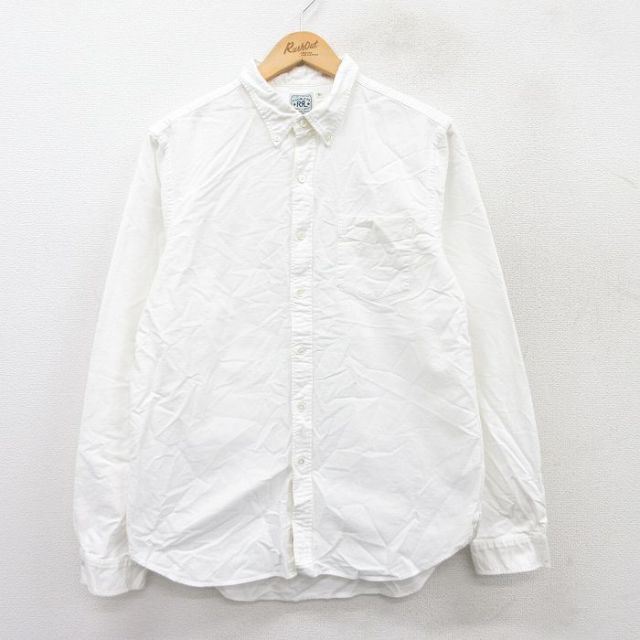 M★古着 ラルフローレン Ralph Lauren ダブルアールエル 長袖 ブランド シャツ メンズ オックスフォード コットン ボタンダウン 白 ホワイト 25sep20 中古 トップス