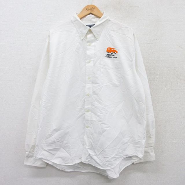 XL★古着 ランズエンド 長袖 ブランド シャツ メンズ 00年代 00s GM 車 大きいサイズ ボタンダウン 白 ホワイト 25sep20 中古 トップス
