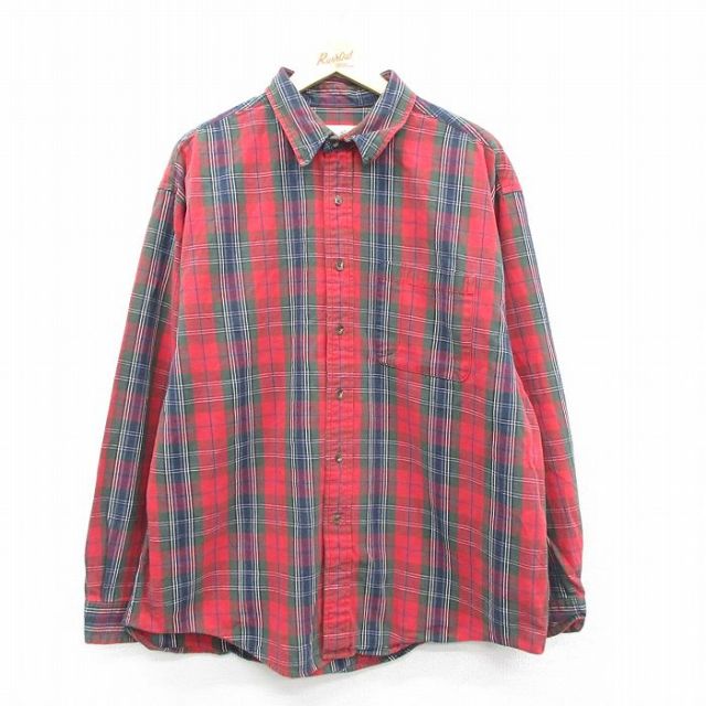 エディーバウアー 00s 長袖シャツ タータンチェック レッド XL | 古着
