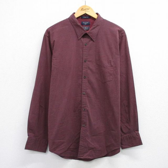 L★古着 ドッカーズ 長袖 ブランド シャツ メンズ エンジ チェック 25sep25 中古 トップス