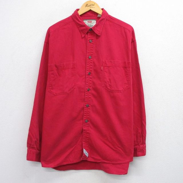 XL★古着 リーバイス Levis 長袖 ブランド シャツ メンズ 00年代 00s 大きいサイズ コットン 赤 レッド 25sep25 中古 トップス