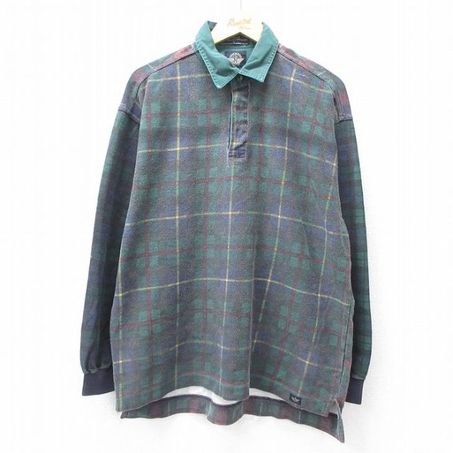 ドッカーズ 90s 長袖ラガーシャツ チェック グリーン XL | 古着