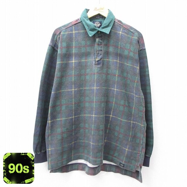 【50%OFF】ドッカーズ 90s 長袖ラガーシャツ チェック グリーン XL | 古着