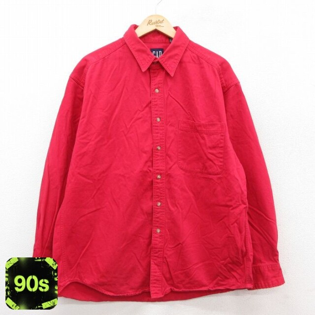 【50%OFF】ギャップ 90s 長袖シャツ レッド XL | 古着