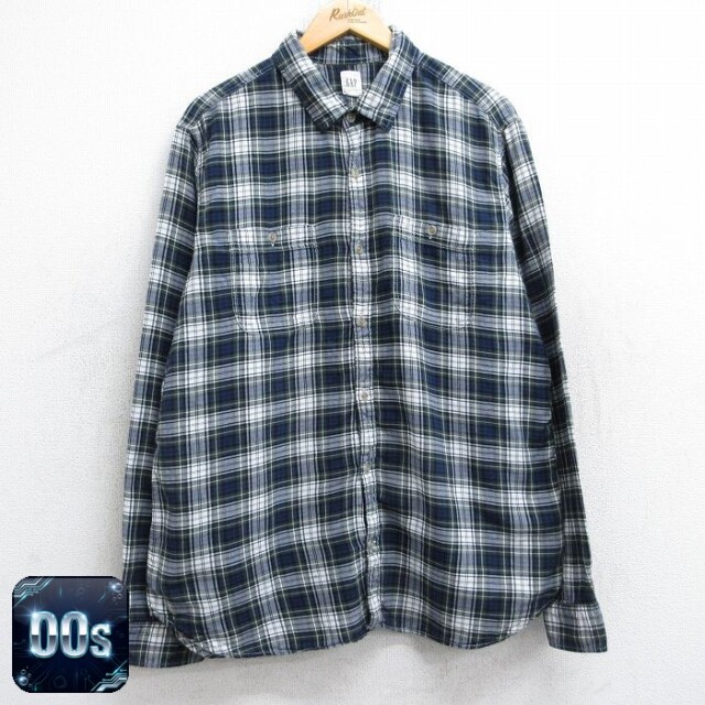 【50%OFF】ギャップ 00s 長袖シャツ チェック ネイビー XL | 古着