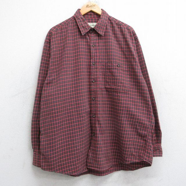 エディーバウアー 00s 長袖シャツ チェック レッド XL | 古着
