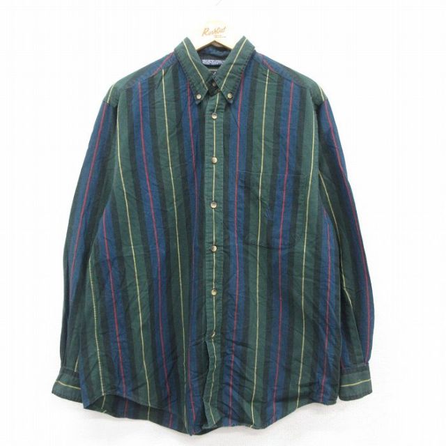 ノーティカ 90s 長袖シャツ ワンポイントロゴ グリーン L | 古着