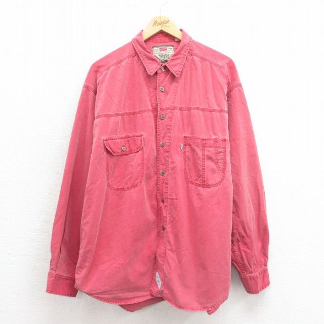 XL★古着 リーバイス Levis 長袖 ブランド シャツ メンズ 00年代 00s コットン 大きいサイズ 赤 レッド 25oct23 中古 トップス