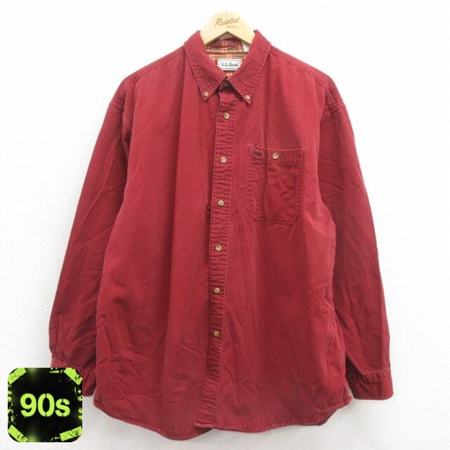 【50%OFF】エルエルビーン 90s 長袖シャツ バーガンディ XL | 古着