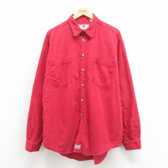 XL★古着 リーバイス Levis 長袖 ブランド シャツ メンズ 00年代 00s 大きいサイズ コットン 赤 レッド 25oct23 中古 トップス