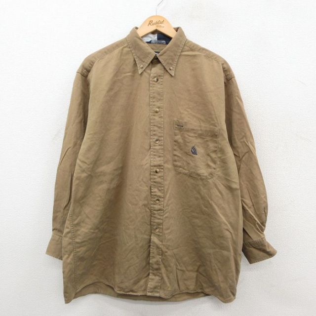 ノーティカ 90s 長袖シャツ ワンポイントロゴ カーキ XL | 古着
